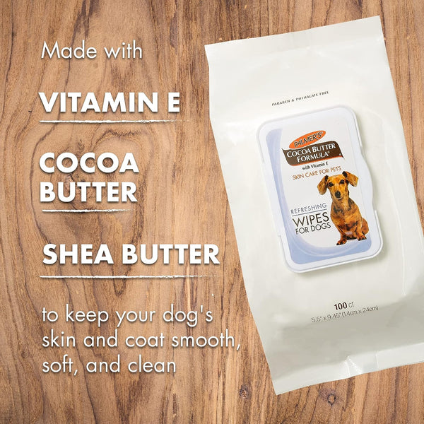 Palmer'S for Pets Cocoa Butter Refreshing Wipes for Dogs, 100 Count | Vitamin E Formula, Paraben- and Phthalate-Free, Gentle Daily Grooming, Dogs and Puppies3