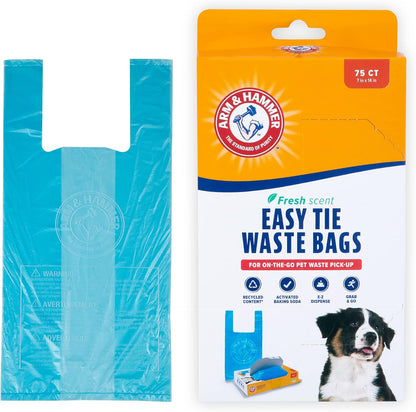 ARM & HAMMER 71041 Easy-Tie Waste Bags, Blue, 75 Count - Pack of 11