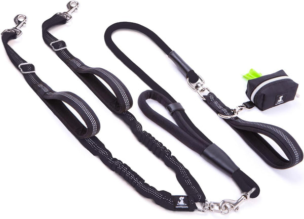 Sparklypets Double Dog Leash for 2 Dogs – Rope Bungee Dual Leash for Medium and Large Breeds with Padded Handles & Tangle Free (Teal, Medium/Large)25