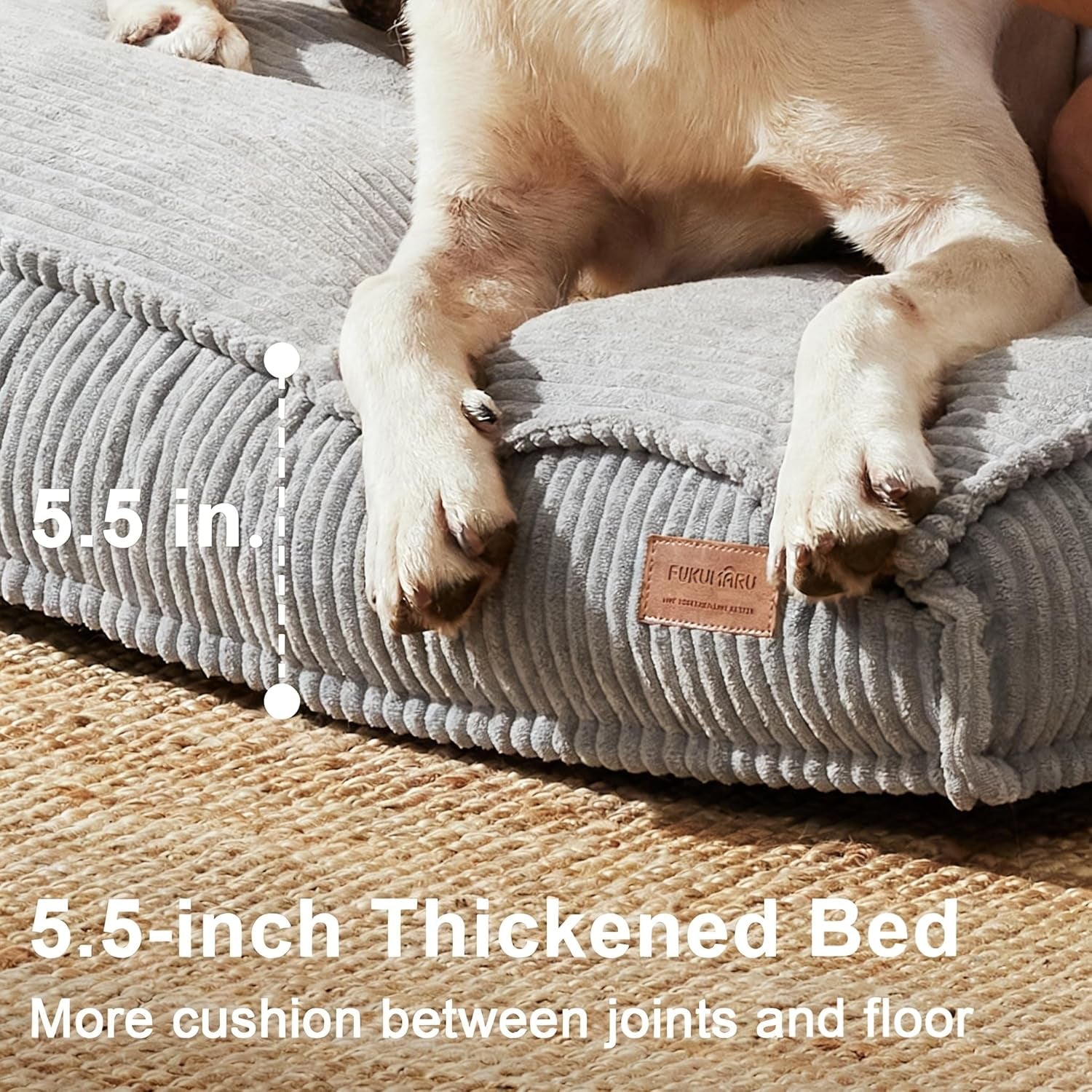 fukumaru-5-5-inch-thick-dog-bed-mat-washable-cat-bed-with-waterproof-lining-orthopedic-dog-beds-for-senior-dogs-cozy-flat-dog-kennel-bed-for-crate-non-slip-pet-pillow-bed-grey