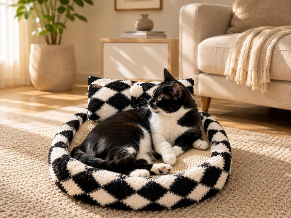 Furso Cat Bed Scratcher Lounge for Indoor Cats – Sisal Scratch Pad with Spring Treat Ball, Plush Pillow & Play Toy | Diamond Design | Protects Furniture15