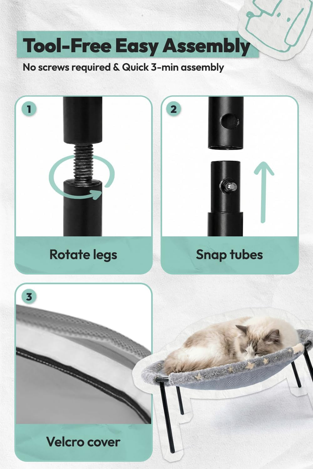 elevated-cat-bed-glow-in-the-dark-fabric-cat-hammock-bed-for-large-indoor-cats-machine-washable-breathable-cover-tool-free-easy-assembly-up-to-66lbs-gray-l
