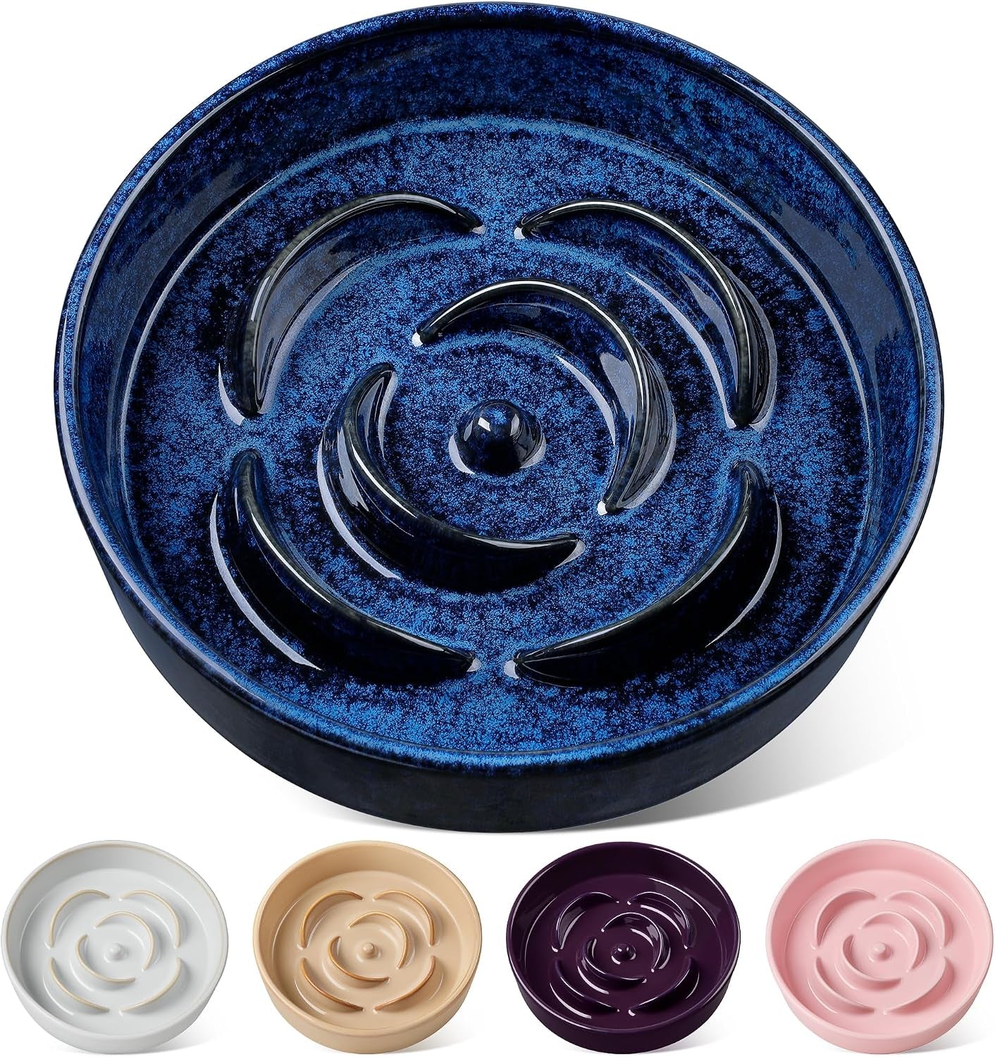 vancasso-slow-feeder-dog-bowl-0-6-cups-ceramic-dog-food-dish-for-fast-eaters-small-breed-puzzle-bowl-for-small-dogs-and-cats-blue