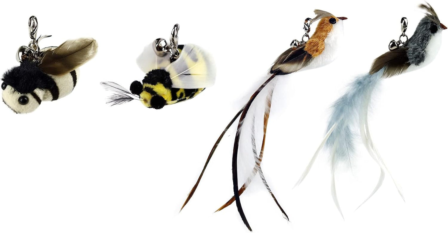 ttcat-3-pack-grasshopper-cat-wand-refills-realistic-green-insect-natural-feather-detachable-replacement-toy-with-bell-universal-lobster-clip-on-cat-teaser-attachments