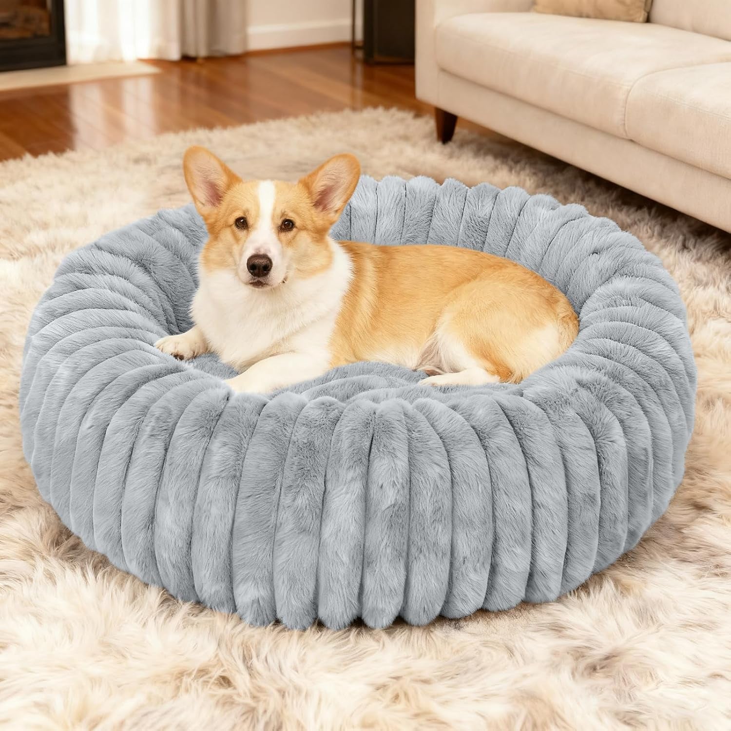 washable-small-cat-dog-bed-puppy-bed-cat-beds-for-indoor-catsgrey-s-calming-anti-anxiety-round-donut-dog-bed-cute-fluffy-puppy-dogs-beds-for-small-dogs-anti-slip-comfort-pet-bed