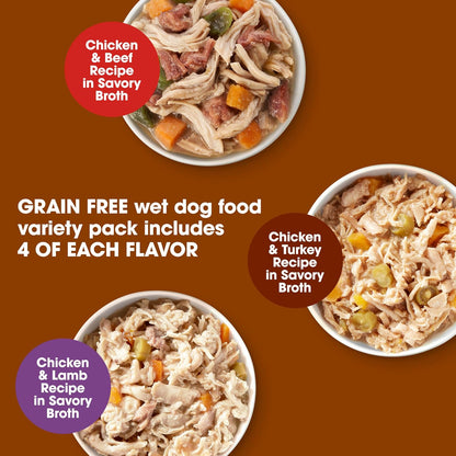 Nature'S Recipe Grain Free Wet Dog Food Variety Pack, Chicken Recipes with Beef, Turkey & Lamb in Savory Broth, 2.75 Oz. Cups (Pack of 12), 2 Count3
