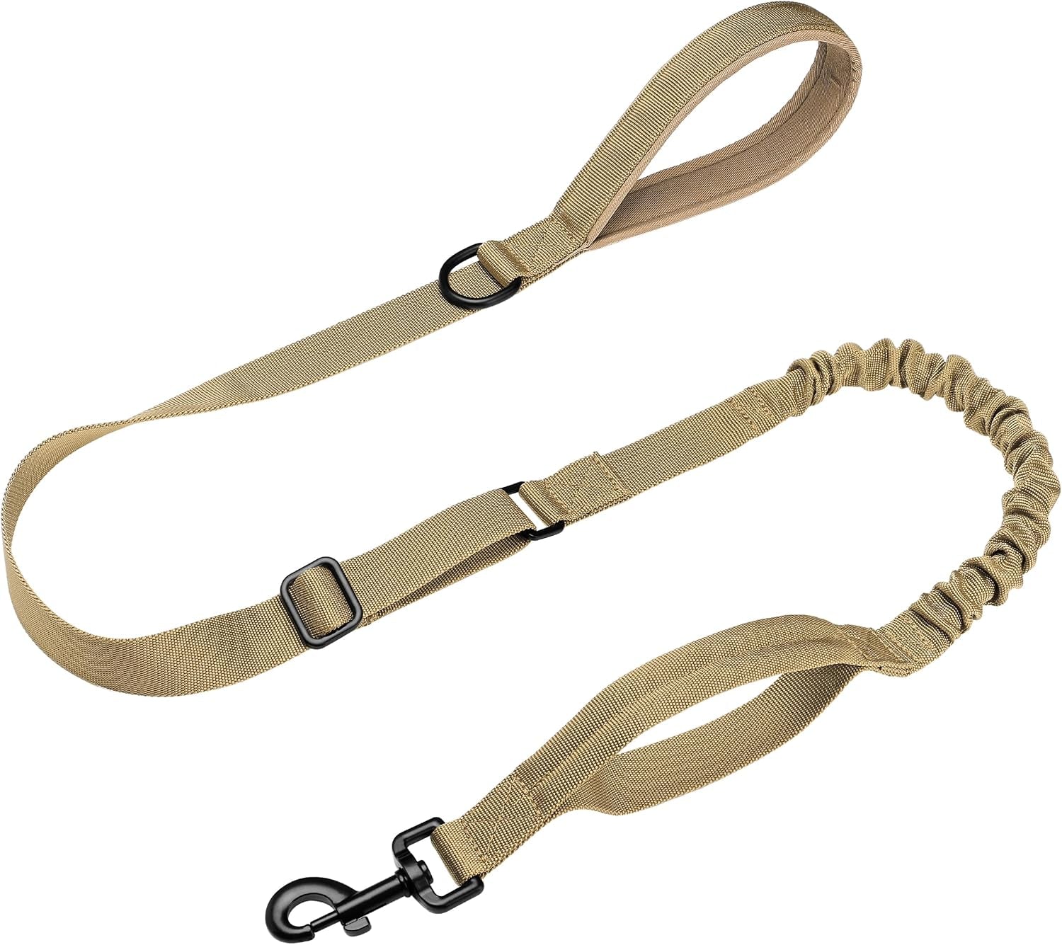 forestpaw-tactical-dog-leash-for-large-dogs-khaki-4-5ft-heavy-duty-bungee-shock-absorption-2-padded-handles-for-training-running-walking