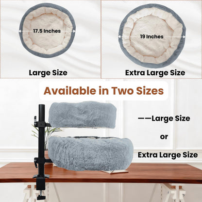 Cat Desk Bed, XL, Reversible 2-Tone, Adjustable, Light Gray6