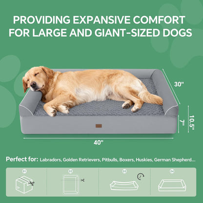 HOMBYS 7” Thickness Orthopedic Dog Bed for Large Giant Dogs, Double-Layer Memory Foam Waterproof Washable XXL Dog Sofa Bed with Bolster Headrest, Ultra-Supportive for Joint & Arthritis Relief3