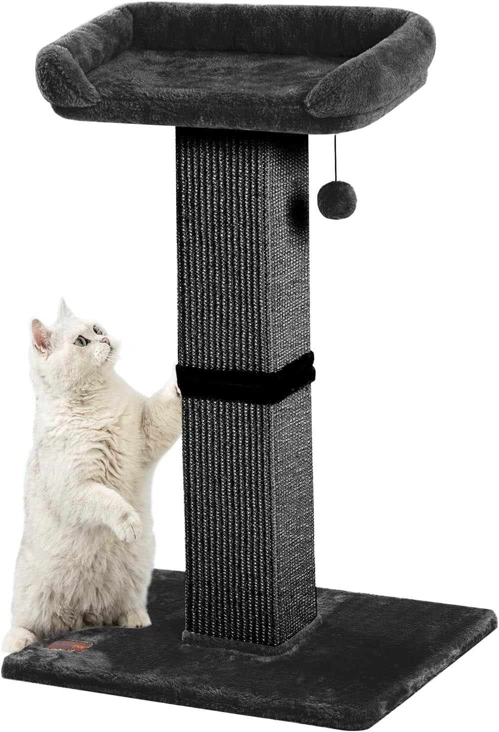 karolpar-32-cat-scratching-post-for-indoor-cats-sisal-cat-scratcher-with-plush-perch-large-scratch-post-with-bed-removable-cover-sisal-fabric-light-grey-natural-sisal-cat-scratcher-tower-large-scratch-post-with-bed-cat-tree-with-removable-cover
