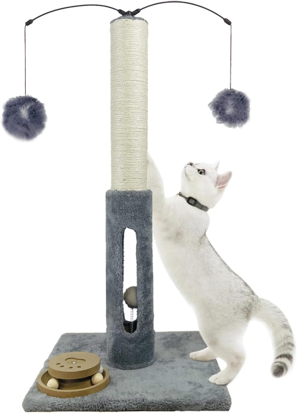 31-cat-scratching-post-kitten-toys-for-indoor-cats-interactive-scratcher-with-tracking-ball-sisal-scratch-rope-for-large-cats-sturdy-base-cat-scratch-post-gray-31-h