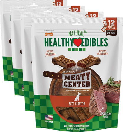 Nylabone Healthy Edibles Meaty Center Dog Treats, Beef Flavor, 12 Count | Natural Dog Chew Bones, Made in USA, Highly Digestible, Help Clean Teeth, Long Lasting Chews for Small Dogs up to 25 Lbs13