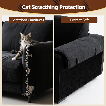 Cat Scratch Furniture Protector, 39.4"X15.8" Self Adhesive Cat Scratch Mat Pad,Cut to Fit DIY Replacement Carpet for Tree,Wall,Bed,Door, Couch Protector (Black)3