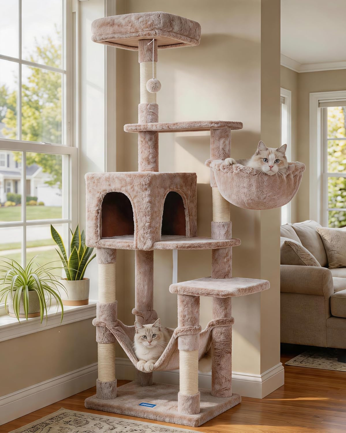 hey-brother-cat-tree-with-large-hammock-multi-level-cat-tower-for-indoor-cats-cat-condo-with-sisal-covered-scratching-posts-and-top-perch-light-gray-mpj050w