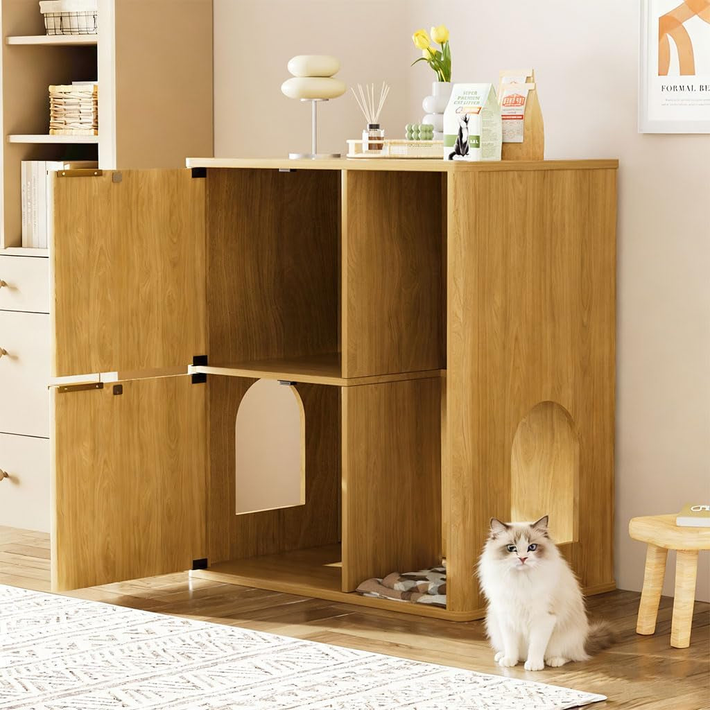 cat-litter-box-enclosure-furniture-2-storey-hidden-litter-box-cabinet-with-scratching-post-storage-shelf-fluted-modern-litter-box-enclosure-for-living-room-bedroom-natural