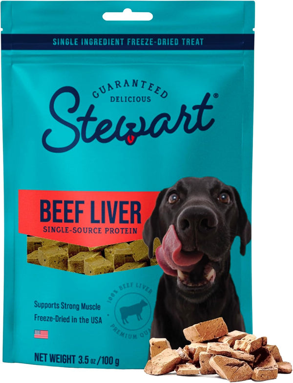 Stewart Freeze Dried Dog Treats, 100% Beef Liver, 3.5 Oz Pouch | Premium Quality Raw Protein, Single Ingredient, High Protein Training Treats & Food Topper, No Refrigeration, Cat Friendly1