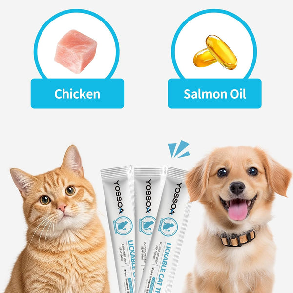 100Tubes Cat Treat Lickable, Omega-3 Fish Oil for Skin and Coat Health Squeezable Creamy Purée Cat Treat Real Chicken Puree Lickables Bulk Wet Squeeze Treats for Kittens Healthy Grain-Free5