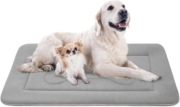 Large Dog Bed Soft Dog Crate Pad Mat, 42 in Non-Slip Bottom Washable Dog Sleeping Mattress Pet Beds Cat Bed Kennel Pad, Dark Blue Gray19