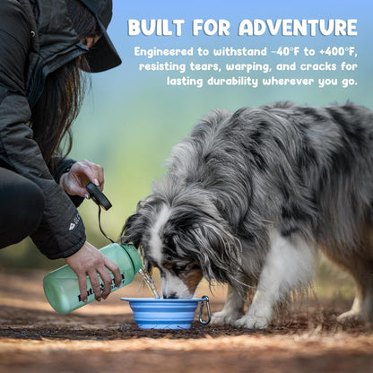 Collapsible Dog Bowl - 800Ml/27 Oz Portable Silicone Travel Water Bowl for Dogs with Carabiner | Foldable, Dishwasher Safe | Hiking, Camping Dog Essentials & Outdoor Pet Feeding - Blue5