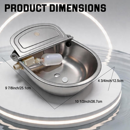 Automatic Water Bowl 304 Stainless Steel Pet Water Dispenser Dog, Feeder Waterer for Large Dogs with 40 Inch Steel Hose, 2 Float Valve, Copper Connector Adapter, 2 Bolts (With Drainage Hole)2