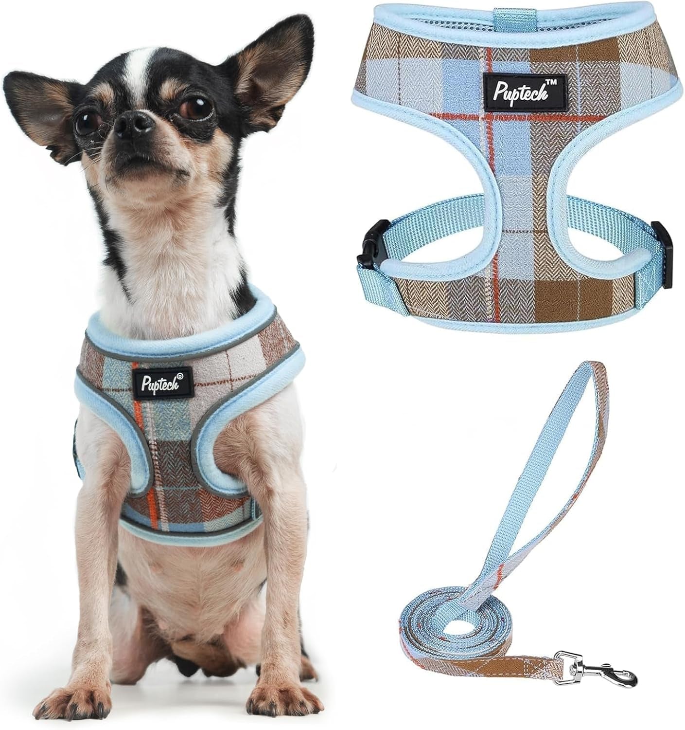 pupteck-soft-mesh-dog-harness-small-sized-and-leash-set-pet-puppy-cat-comfort-padded-vest-no-pull-harnesses-beige-s
