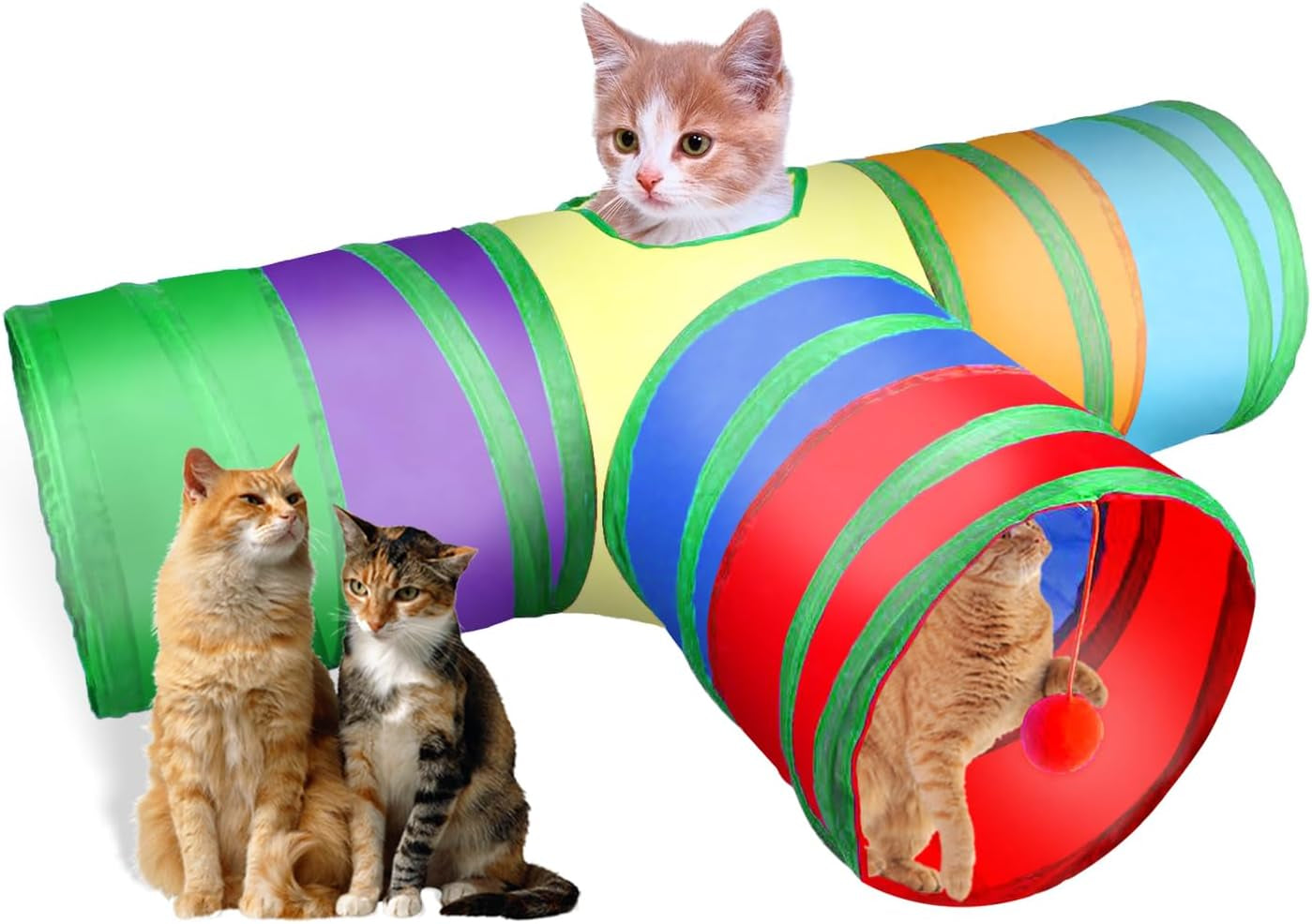 cat-tunnel-collapsible-tube-with-1-play-ball-toys-3-ways-tunnels-for-indoor-cats-puppy-kitty-kitten-rabbit-white-and-gray