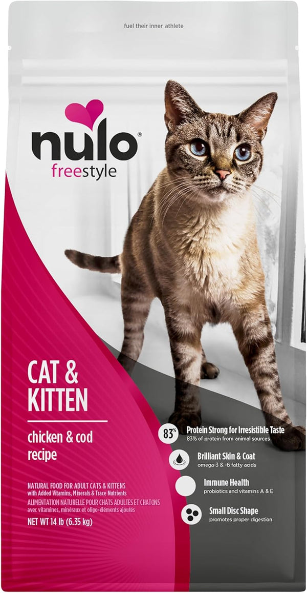 Nulo Freestyle Cat & Kitten Dry Food - Chicken & Cod Recipe, High Protein Grain Free Cat Food, Natural Kibble with Probiotics & Omega Fatty Acids, 4Lb Bag11