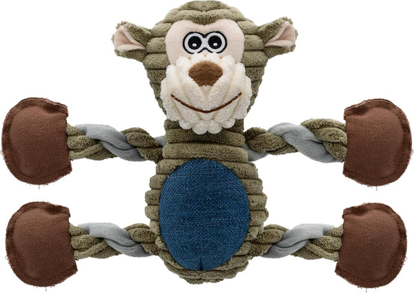 BUYPOW Funny Plush Dog Chew Toys, Squeaky Dog Toys, Interactive Tug of War Puppy Toys, Stuffed Dog Toys for Small, Medium and Large Dogs - Monkey10