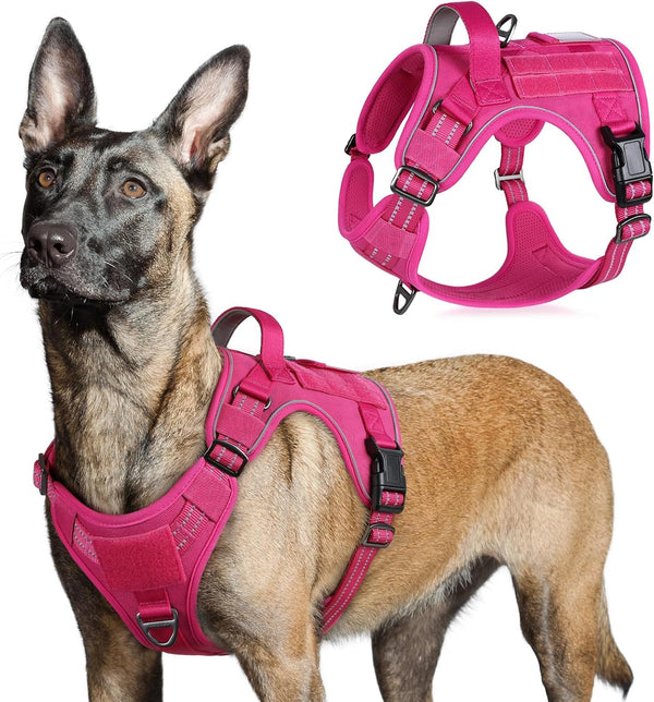 Rabbitgoo Tactical Dog Harness for Large, No Pull Military Service Vest | Molle & Handle, Heavy Duty, Adjustable, Reflective Straps, Easy Control for Training Walking, Black, Large13
