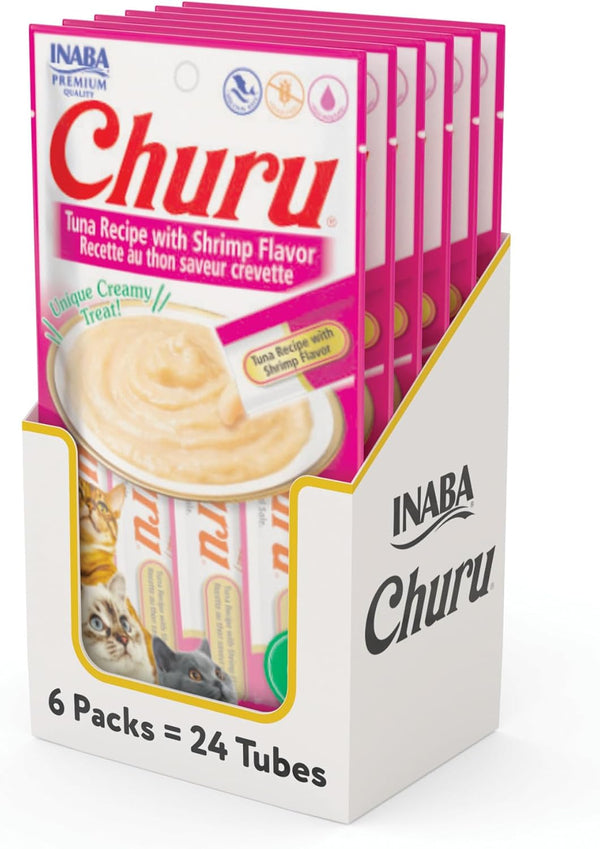 INABA Churu Cat Treats, Lickable, Squeezable Creamy Purée Cat Treat with Green Tea Extract & Taurine, 0.5 Ounces Each Tube, 24 Tubes (4 per Pack), Chicken Recipe23