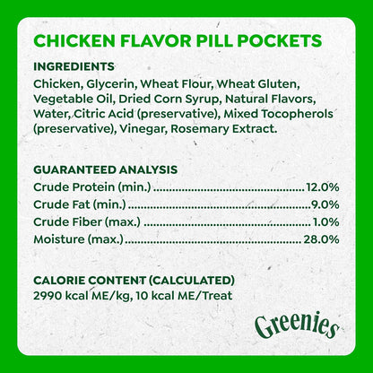 Greenies Pill Pockets Small Dog Treats, Chicken Flavor, 3.2 Oz | Vet-Recommended, Masks Pill Smell & Taste, Easy Pinch-Close Design, Stress-Free Medicating, Tablet Size, 3.2 Oz. Pouch5