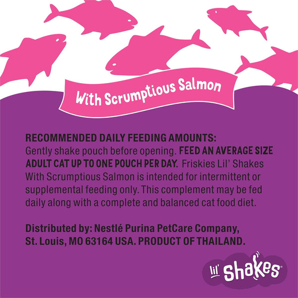 Purina Friskies Pureed Cat Food Topper, Lil’ Shakes with Scrumptious Salmon Lickable Cat Treats - (Pack of 16) 1.55 Oz. Pouches11