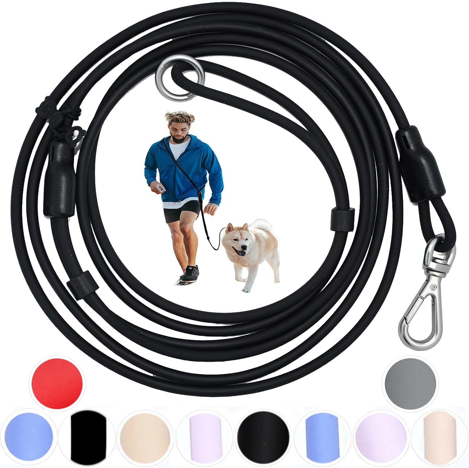 9-in-1-hands-free-dog-leash-crossbody-waist-blue-small-dogs-adjustable-waterproof-no-pull-dog-collar-harness-leash-set-heavy-duty-slip-lead-fits-8-120lbs