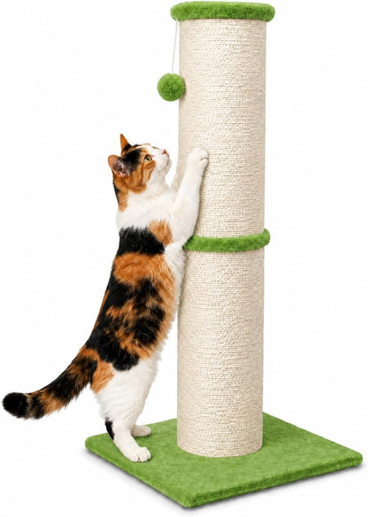 PAWSCRAT 32-Inch Tall Cat Scratching Post, 5.5-Inch Diameter, Sisal, Beige | Natural Sisal Scratching Surface with a Dangling Ball for Indoor Cats, Scratch-Resistant Durable and Protect Your Furniture14