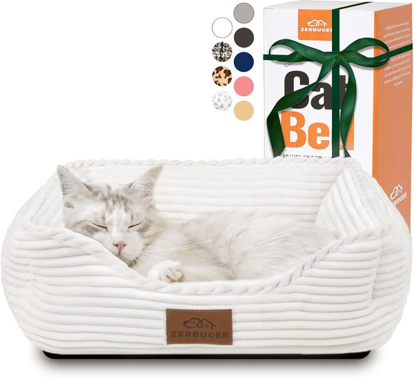 Cat Dog Bed for Pets, Rectangle Pet Bed Gift for Puppy and Kitten, Machine Washable Calming Fluffy Pet Couch Sofa for Indoor Outdoor, Portable Soft Cat Bed with Non-Slip Bottom (Small, Pink)28
