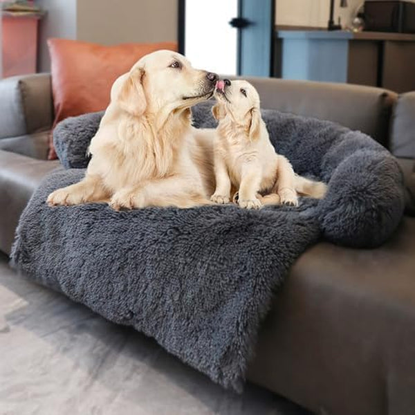 Calming Dogs/Cats Bed Mats, Dog Pad Washable Removable Couch Cover, Plush Long Fur Mat for Pets, Waterproof Lining, Perfect for Small, Medium and Large Dogs and Cats (Gradient Gray, 36"X31")18