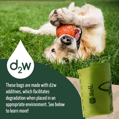 Reli. Biodegradable Dog Poop Bags W/Holder (1200 Count - 80 Rolls Bulk) | Leash Clip Dispenser | 9X13" Large Dog Bags for Poop | Green Eco-Friendly Oxobiodegradable Waste Disposal Refills (Unscented)6