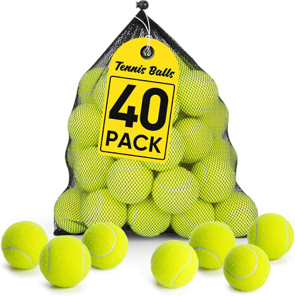 Treeroot 16/30/40/60/80 Pcs Tennis Balls, High Elasticity Tennis Balls Bulk, Comes with a Portable Mesh Bag, Tennis Ball for Dogs, Suitable for Beginner Training Ball, Durable & Bounce1