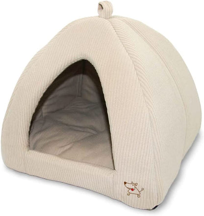 Best Pet Supplies Cat Bed for Indoor Cat, Domed Tent House with Removable Pillow, Covered Cat Cave for Small Dog, Puppies and All Breeds of Cats - Tan, 19 X 19 X H:19"15