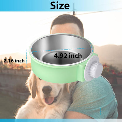 Mechpia 2 Pieces Crate Dog Bowl, Removable Stainless Steel Pet Kennel Hanging Food Water Feeder Bowl Cage Coop Cup for Puppy Medium Dog Cat Rabbit Ferret Bird (Blue,Green)6