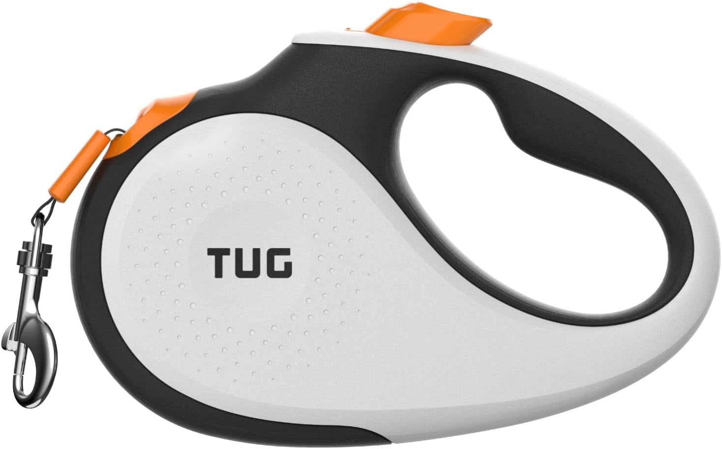tug-360-tangle-free-retractable-dog-leash-16-ft-strong-nylon-tape-one-handed-brake-pause-lock-medium-white