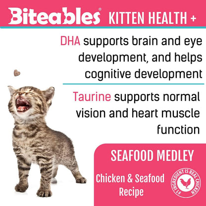 Get Naked Biteables Daily Soft Cat Treats with High Quaility Protein, Chicken and Seafood Flavor, Made with Real Chicken, Omega 3, Functional Kitten Treats for Growing Cats, Grain-Free, 3Oz5