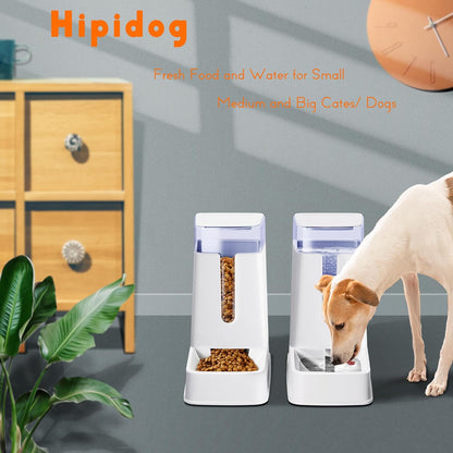 2 Packs Automatic Cat Feeder and Waterer, Gravity Dog Food and Water Dispenser Set for Small Medium Big Pets Cats Dogs Puppy Kitten, 1 Gallon X 2 (White)8