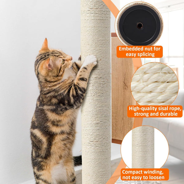 Arrowbash 8 Pcs M8 Cat Scratching Post Replacement 15.7X3.1'' Sisal Pole Cat Tree Climbing Post Replacement with Screw, Refill Scratcher Pole for Indoor Kitten Tree Tower Spare Pet Furniture Protector7
