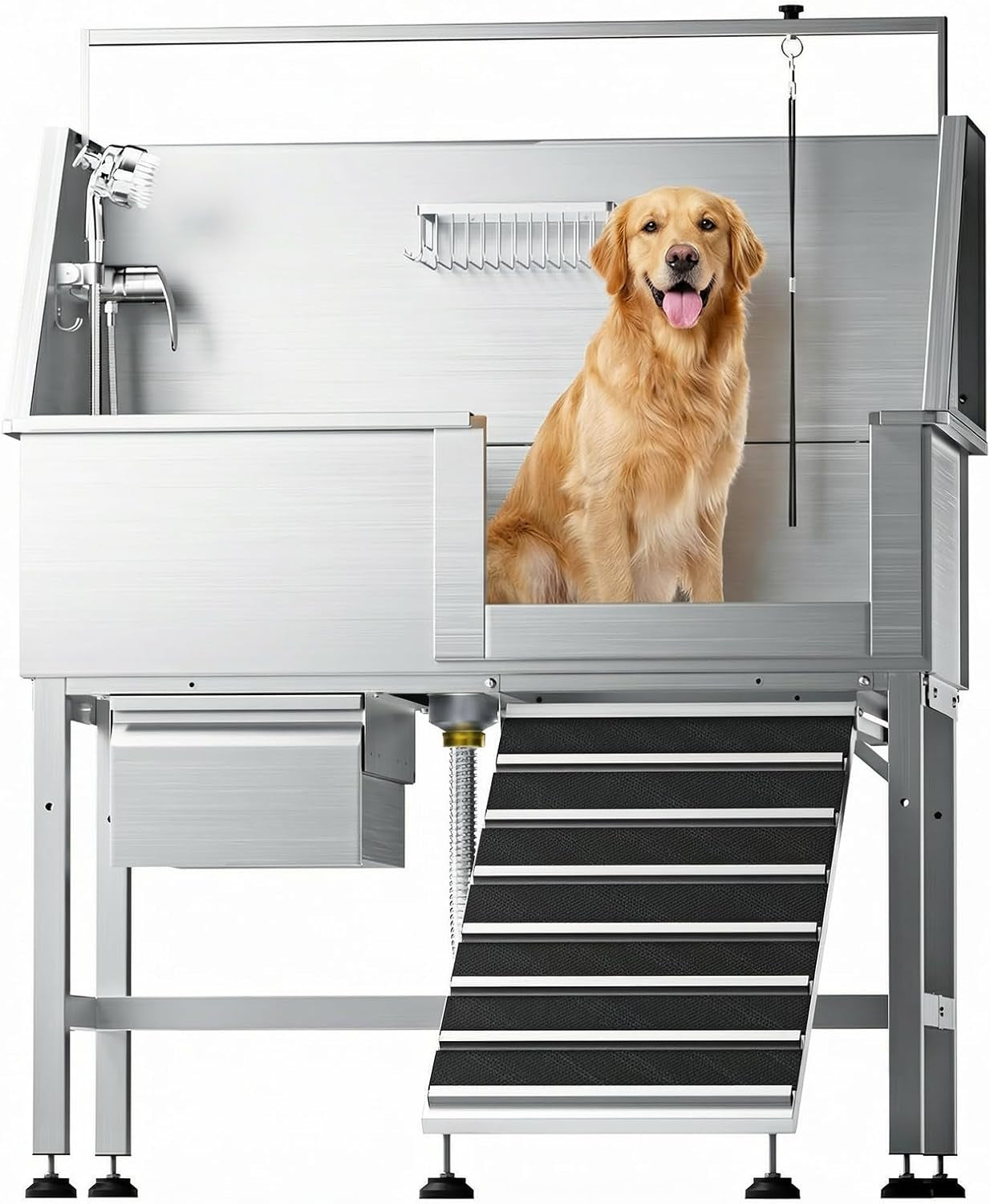 38-stainless-steel-dog-washing-station-professional-dog-bath38in-seamless-soaking-tub-non-slip-leak-proof-bottom-storage-shelf-hair-catcher-pet-grooming-for-small-medium-dogs