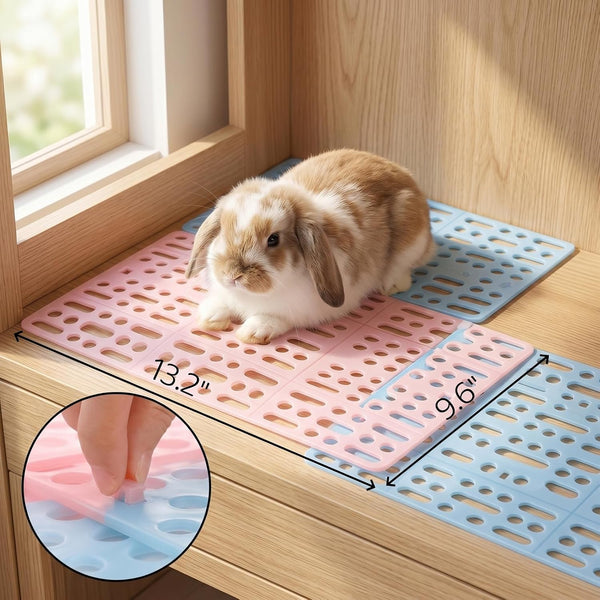 Lyellfe 12 Pack Plastic Rabbit Cage Mat with Snap Joint | Durable Rabbit Floor Mat, Foot Resting Pads for Pet Cats Dogs Bunny, Assorted Colors2