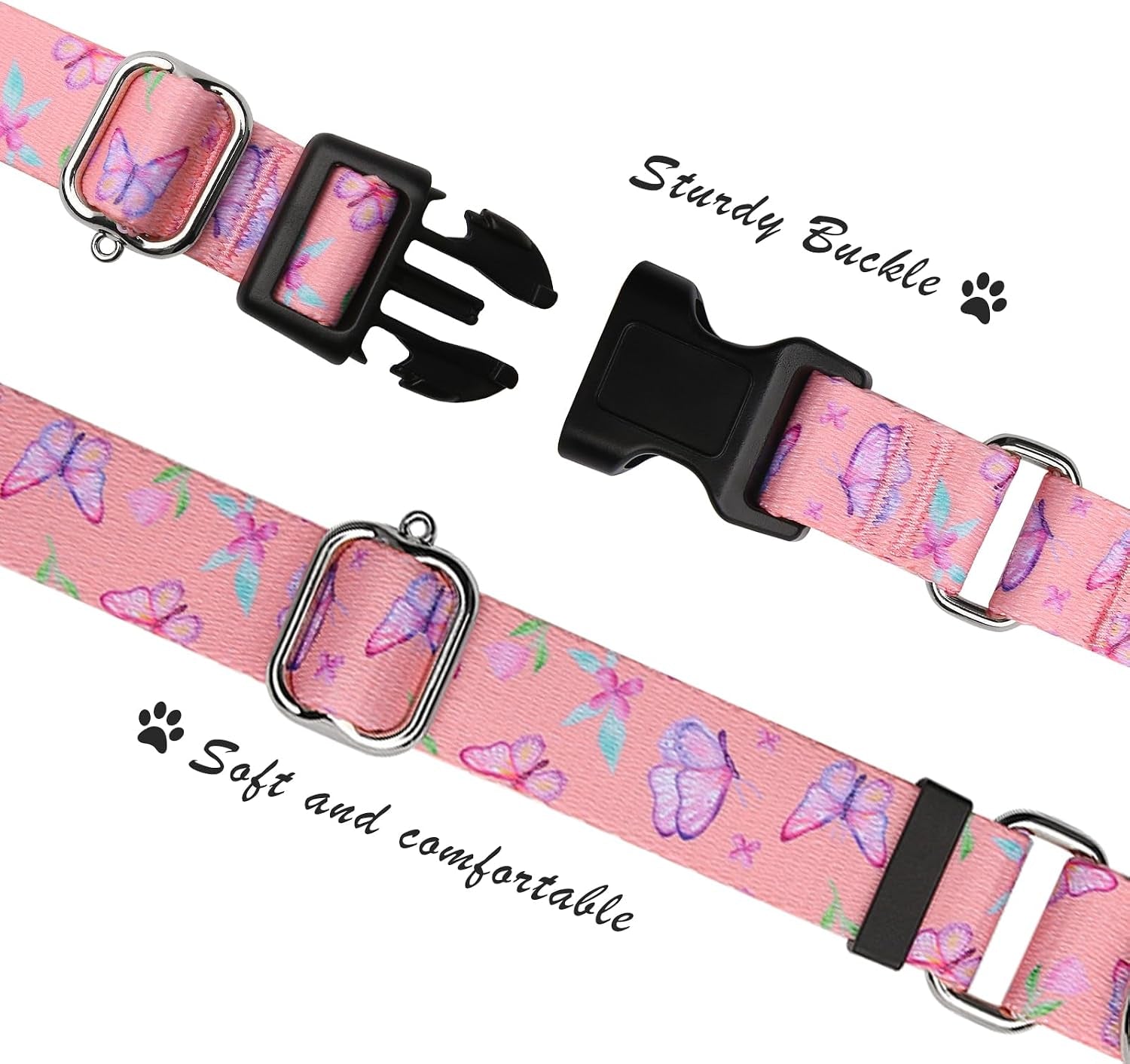 hikiko-martingale-collar-for-dogs-adjustable-soft-nylon-dog-collars-with-cute-patterns-for-small-medium-large-dog-pink-butterfly-medium