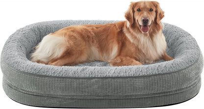 JOEJOY Orthopedic Dog Beds Large Sized Dog, XL Egg-Crate Memory Foam Pet Couch Bed with Bolster Sides, Waterproof Lining, Removable Washable Cover & Non-Slip Bottom, Grey31
