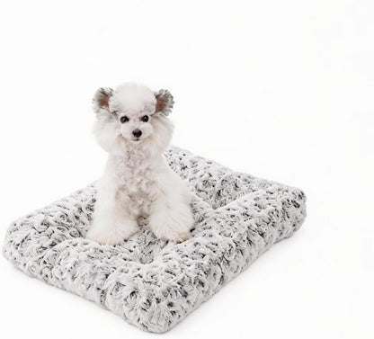 Orthopedic Dog Bed for Dogs, Calming Plush Dog Mat with Thick Cushion Support, Washable Fluffy Pet Bed with Non-Slip Bottom, Soft Indoor Dog Crate Bed (Gray, 41.0" L X 27.0" W X 4.0" Th)12