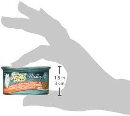Purina Fancy Feast Wet Cat Food Medleys Shredded White Meat Chicken Fare with Spinach in Savory Cat Food Broth - (Pack of 24) 3 Oz. Cans3